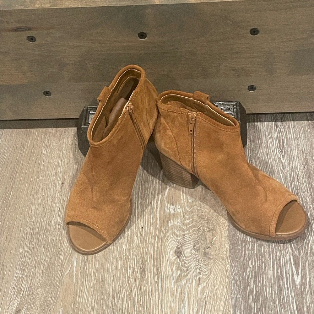 Aldo Buckskin Peep-Toe Ankle Boots